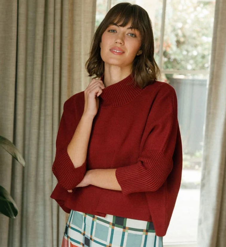Sofia Oversized Sweater- Mulberry Wine
