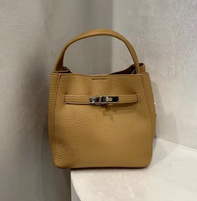 Apricot Leather Bag with Pouch