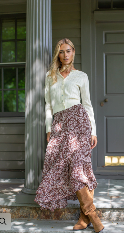 Brooklyn Chiffon Midi Skirt- Chocolate