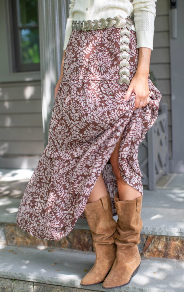 Brooklyn Chiffon Midi Skirt- Chocolate