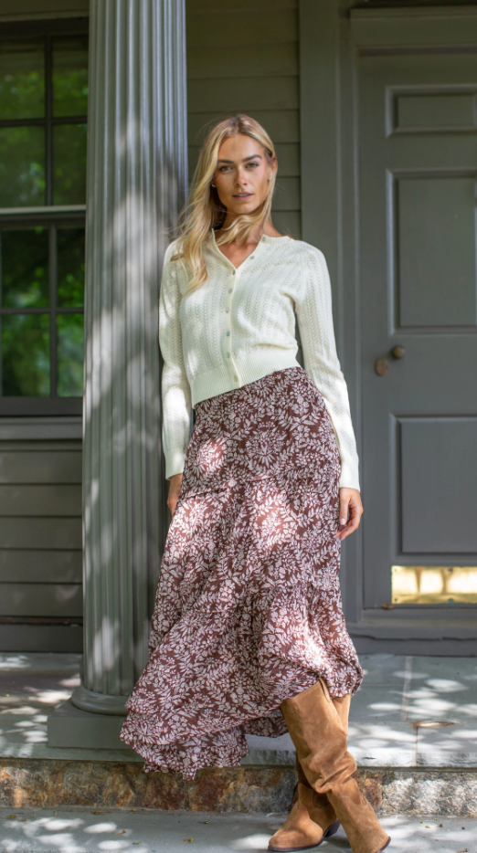 Brooklyn Chiffon Midi Skirt- Chocolate
