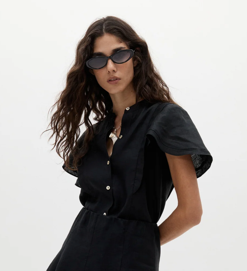 Willow Linen Shirt- Black