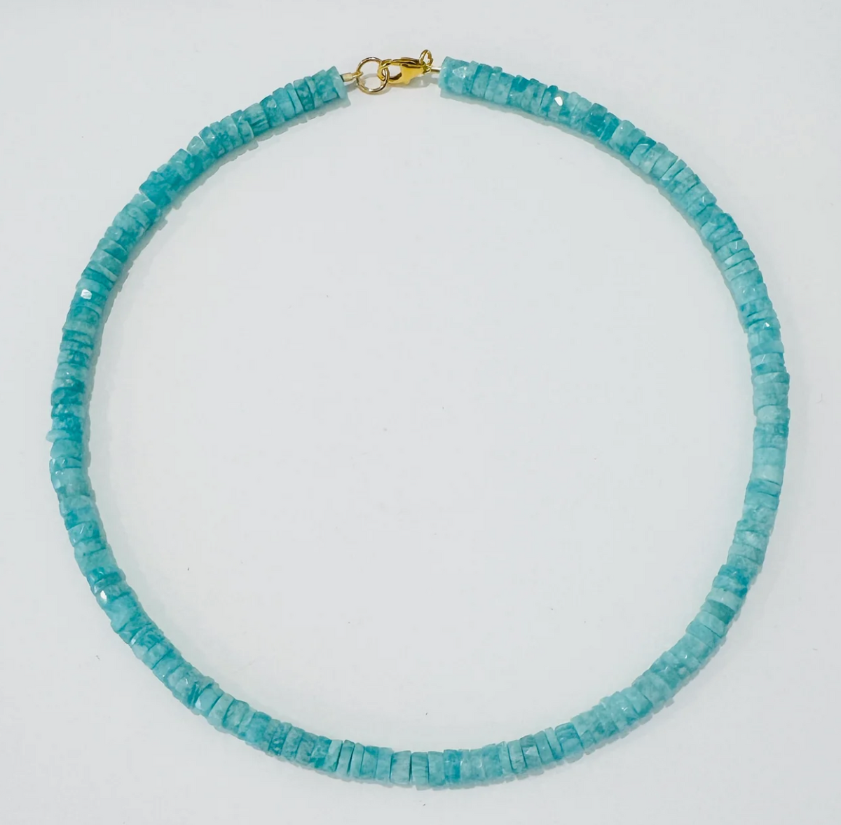 Faceted Amazonite in Heishi Necklace