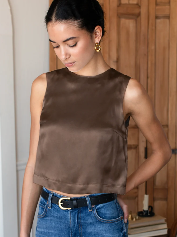 Jeanne Silk Top- Coco