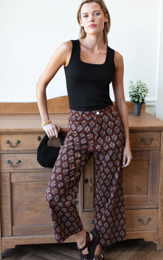Everyday Pant- Library Flowers Cocoa