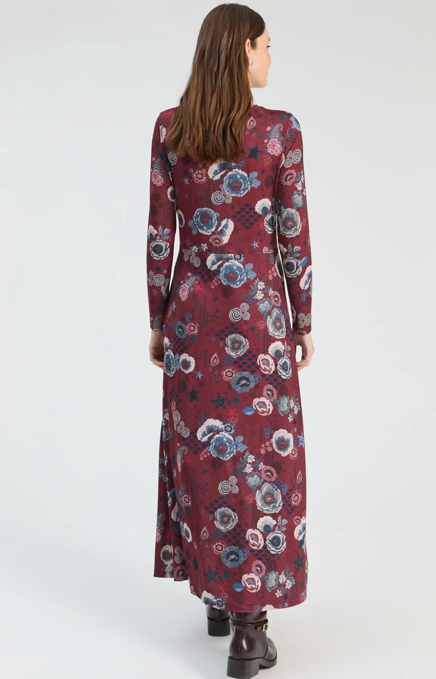 Long Burgundy Floral Dress