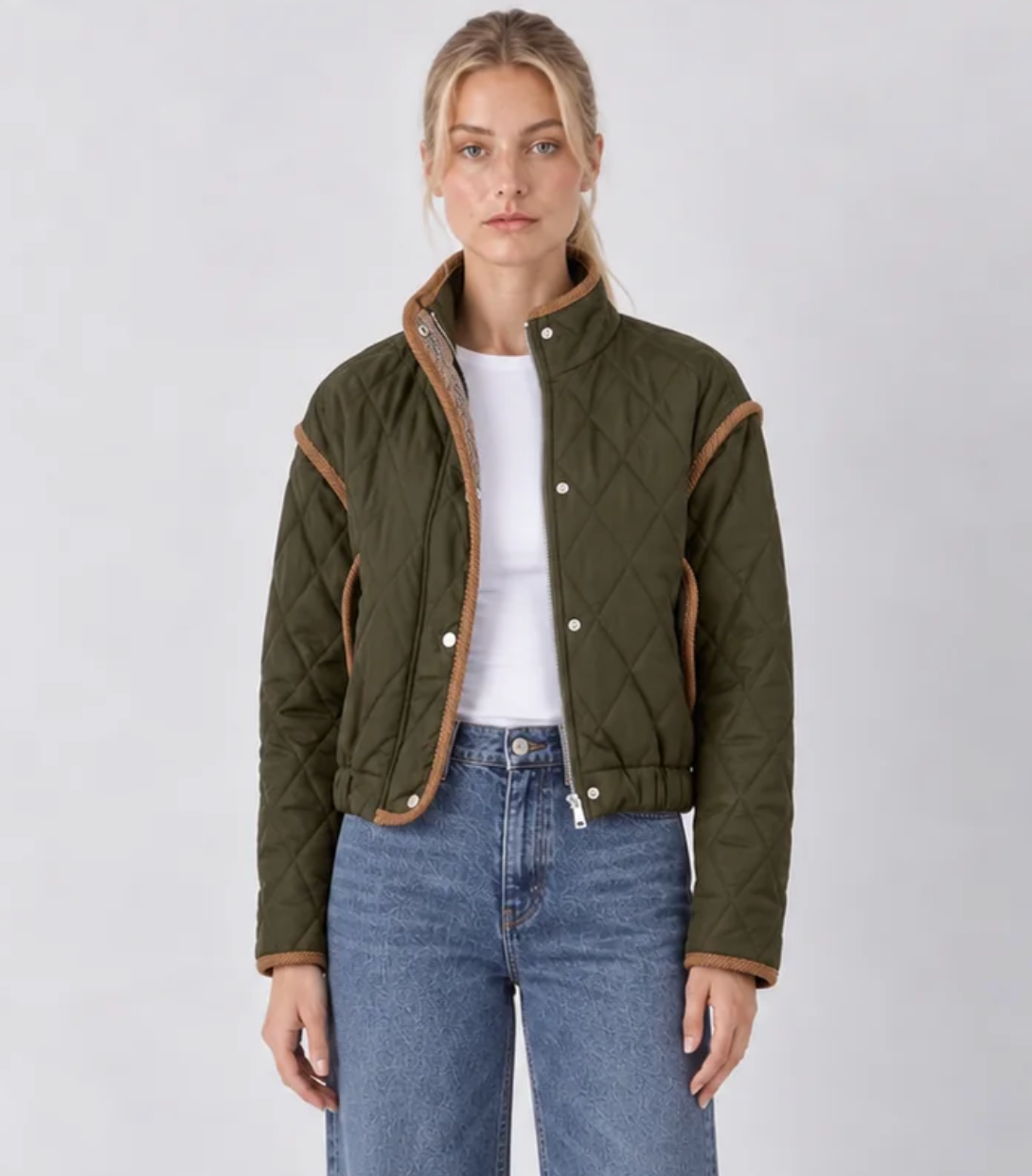 Cord Trim Quilted Jacket
