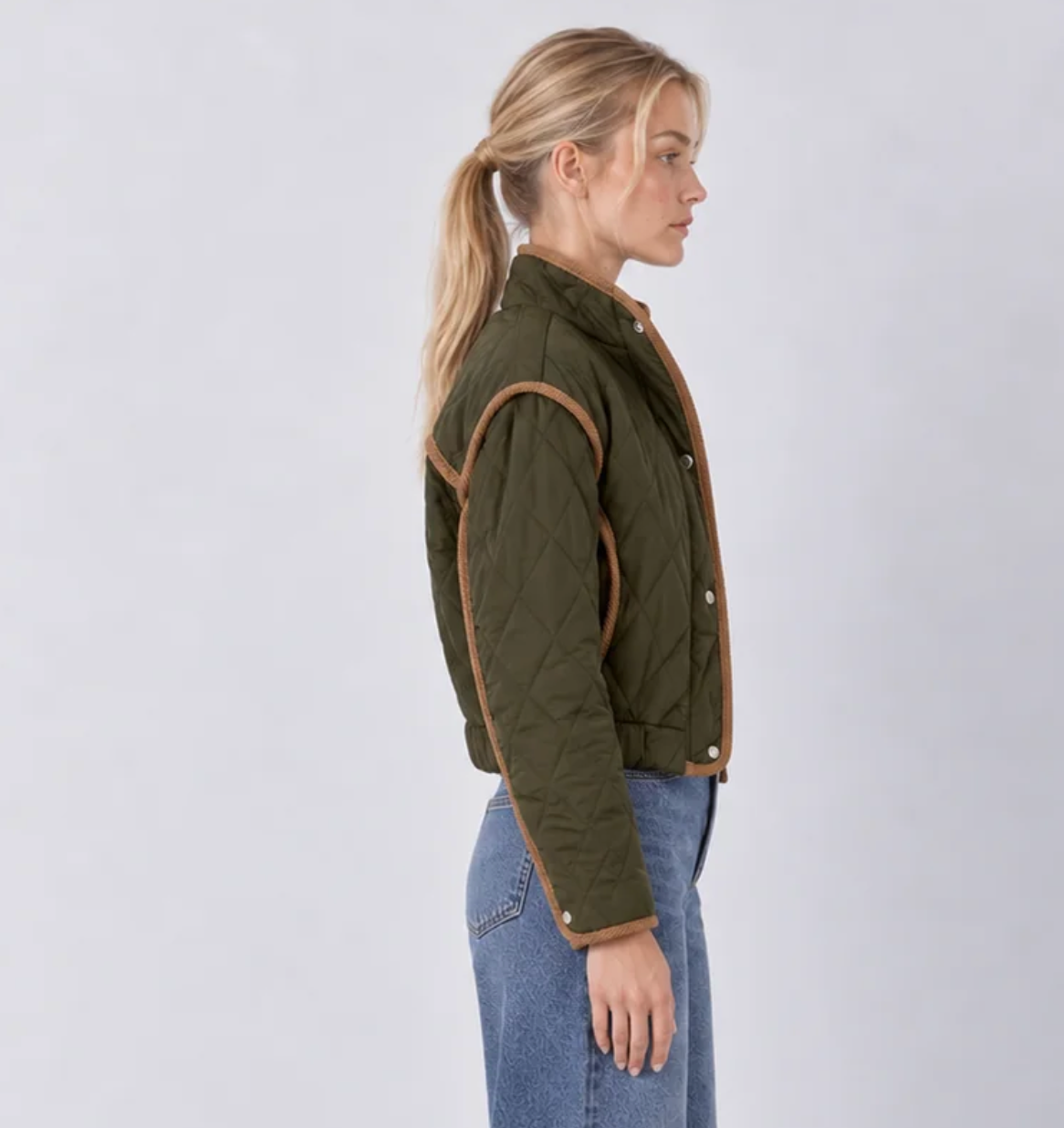 Cord Trim Quilted Jacket