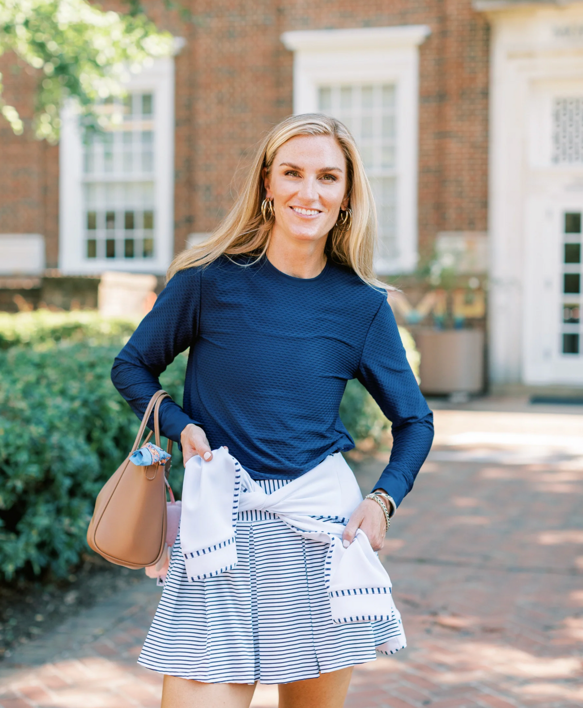 Mesh Palmetto Long Sleeve- Navy