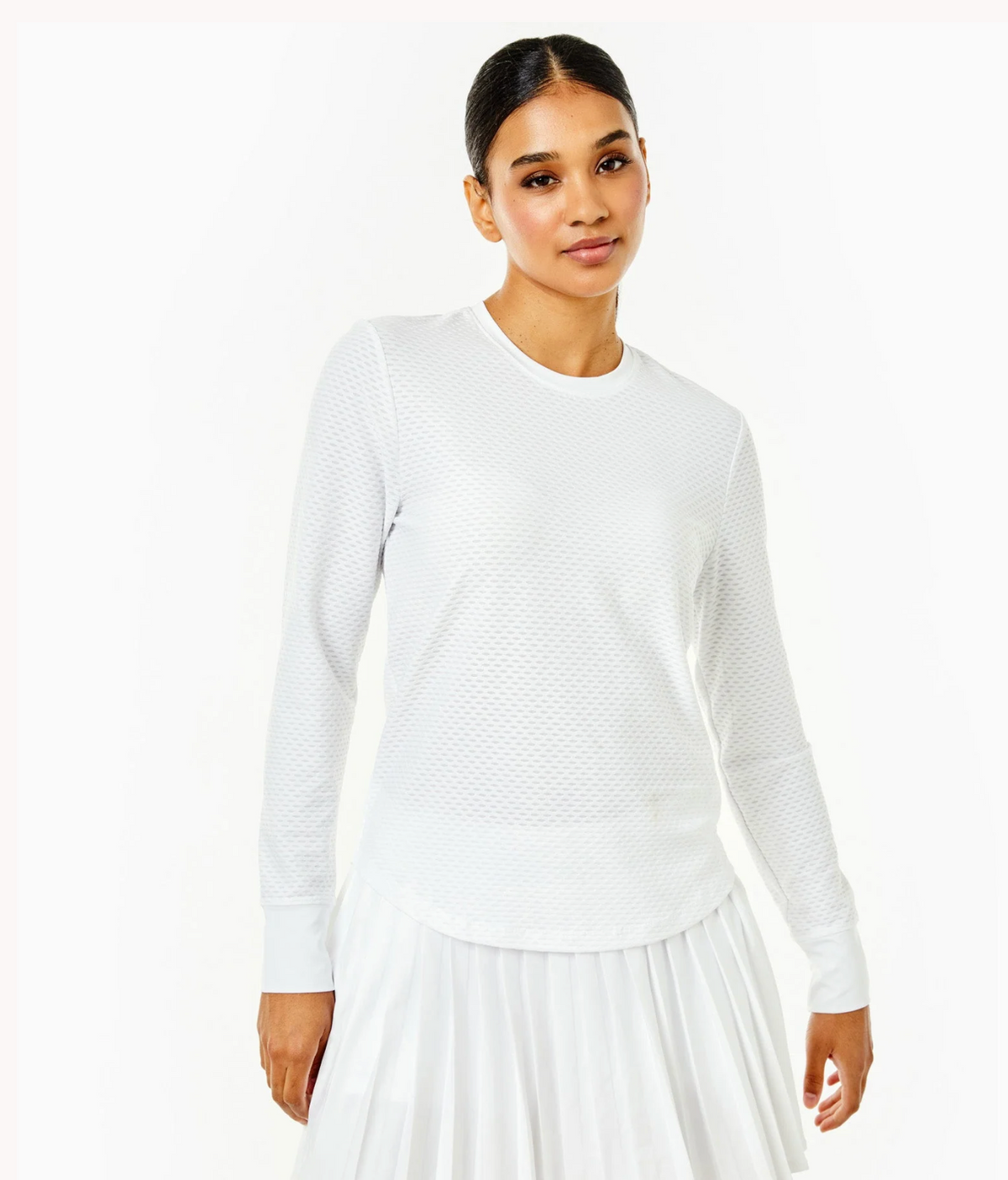 Mesh Palmetto Long Sleeve- White