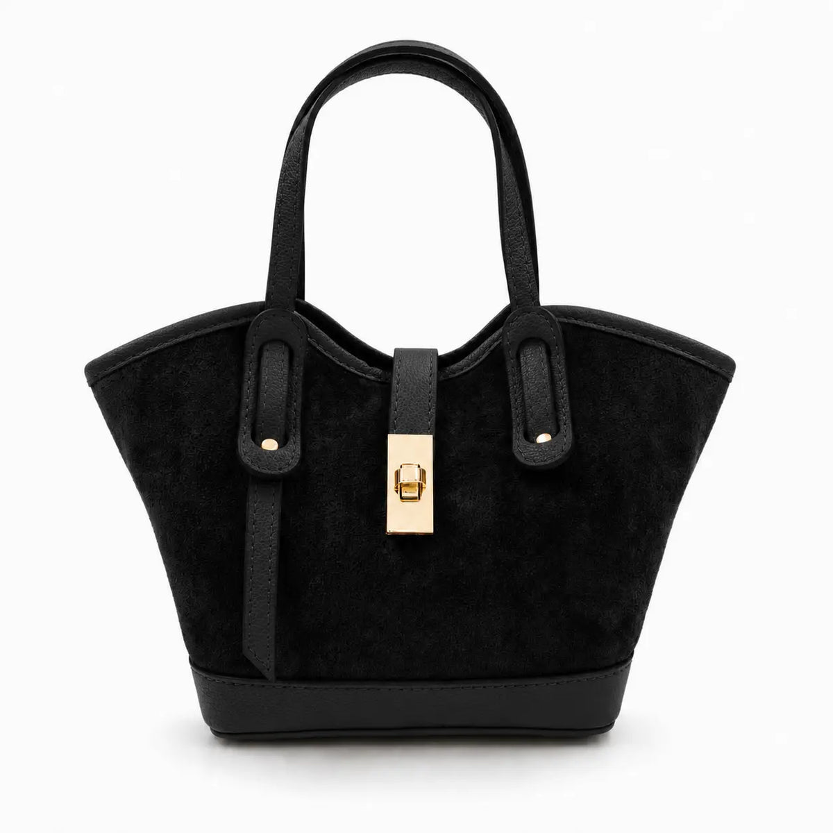 Leather and Suede Bag- Black