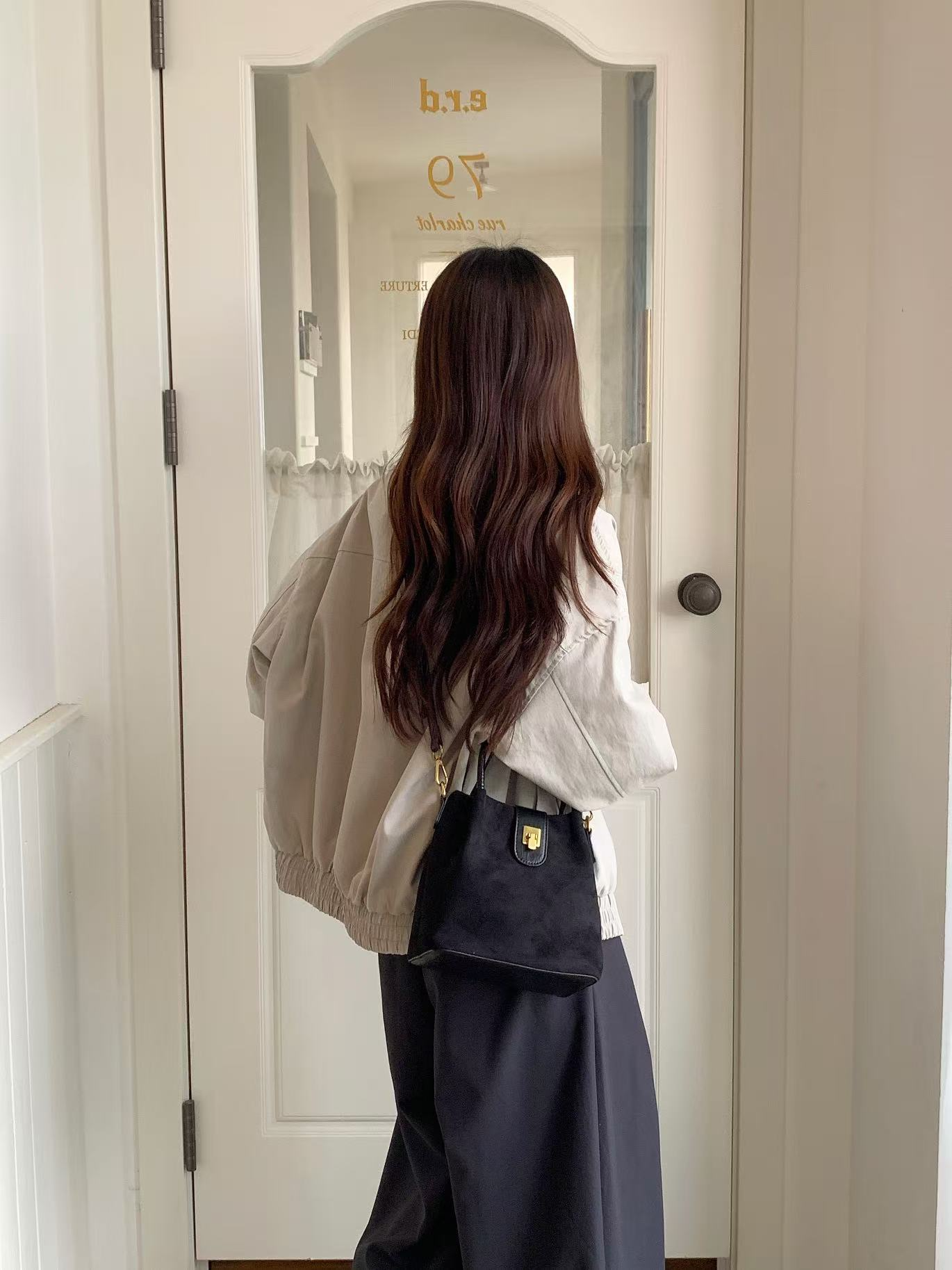 SuedeLike Microfiber Leather Top Handle Crossbody Bag