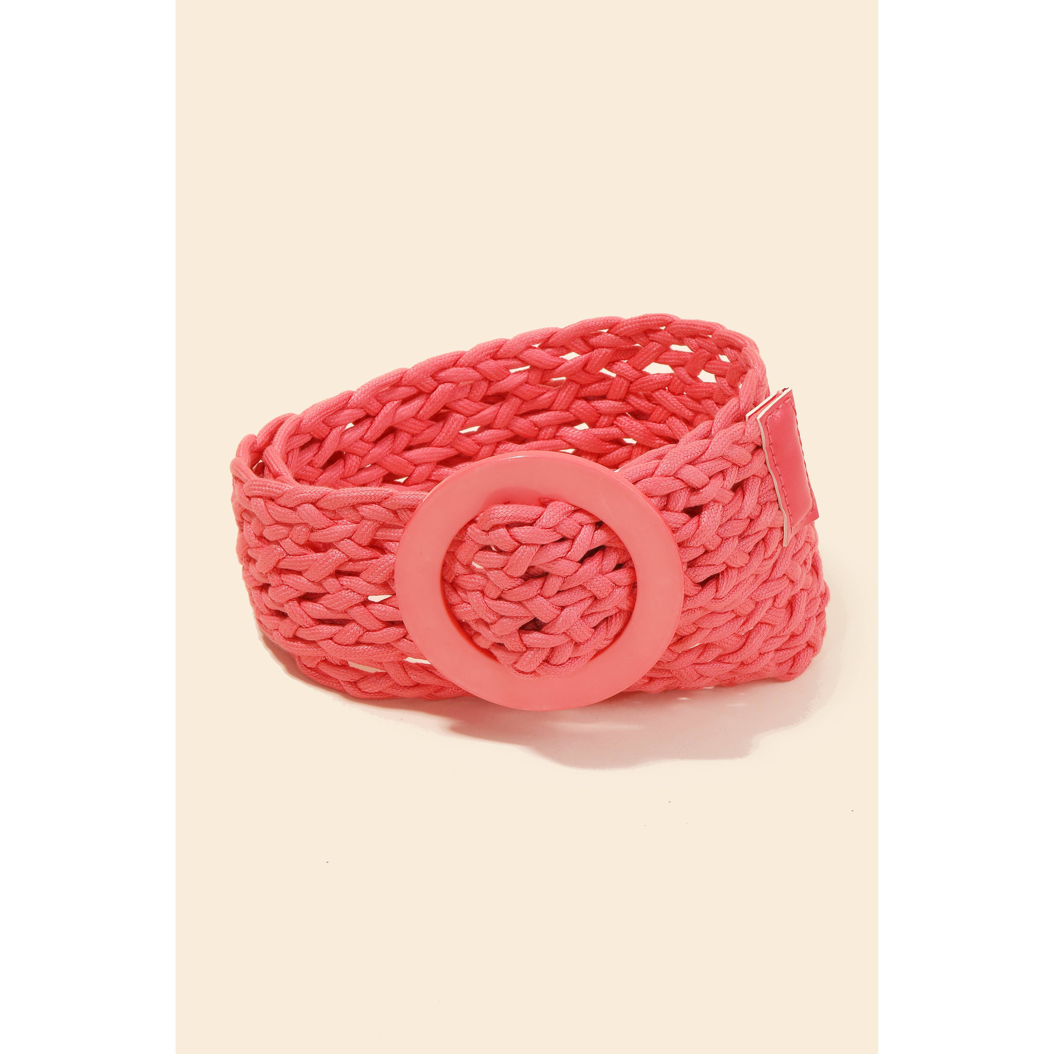 Round Buckle Braided Belt