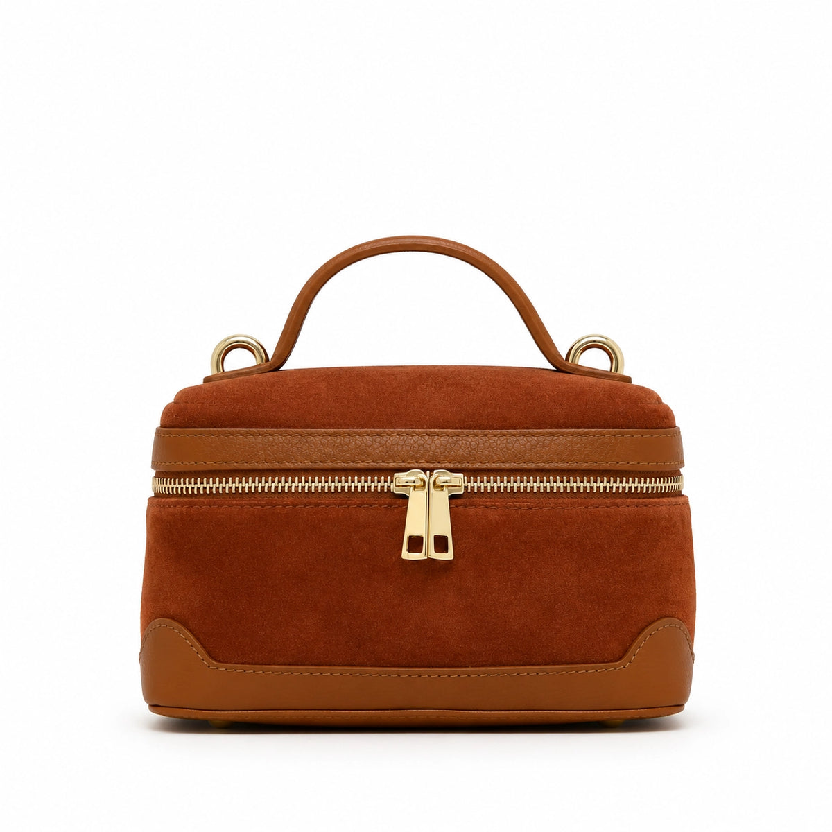 Brick and Camel Suede Leather Crossbody Bag