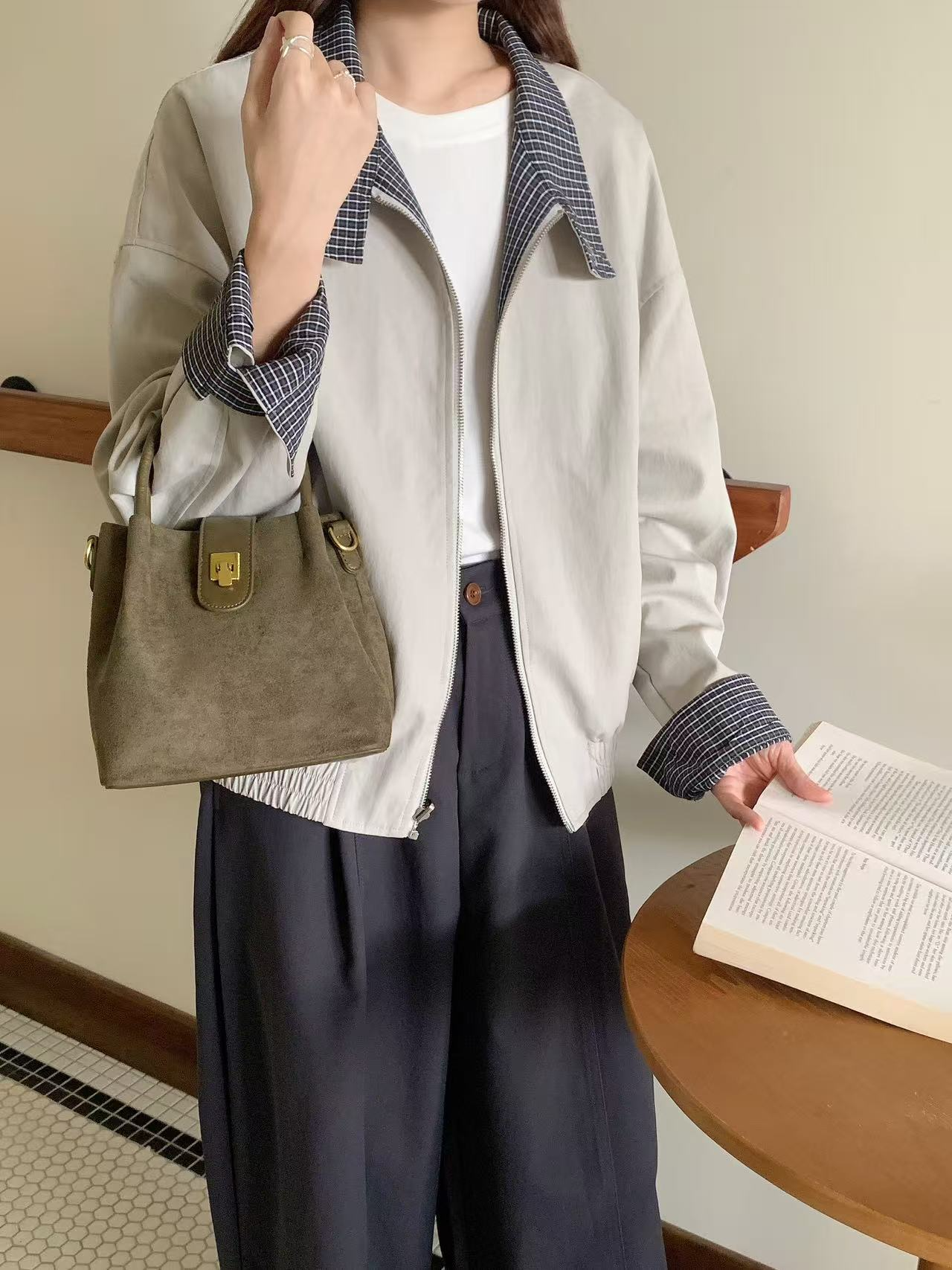 SuedeLike Microfiber Leather Top Handle Crossbody Bag