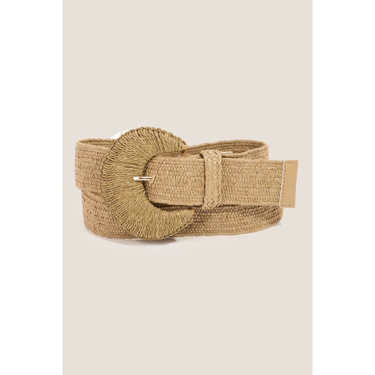Elastic Straw Braided Belt