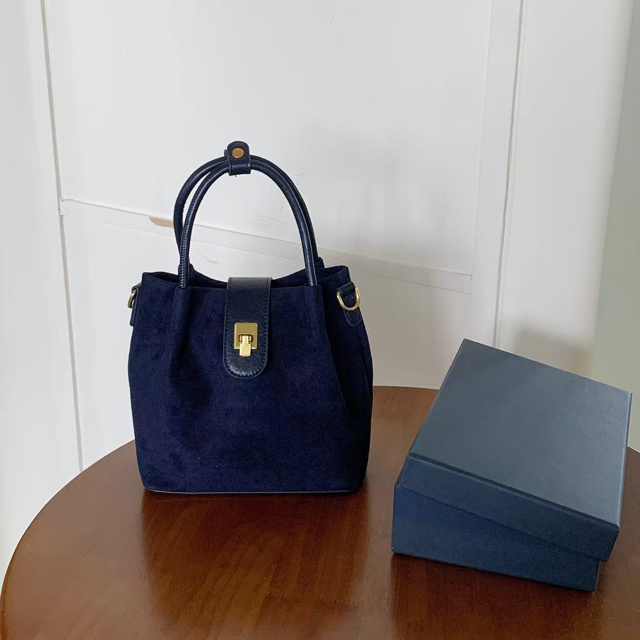 SuedeLike Microfiber Leather Top Handle Crossbody Bag