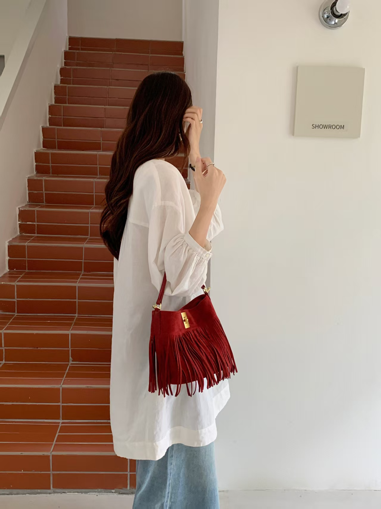 Suede-Like Microfiber Leather Crossbody Bucket Bag