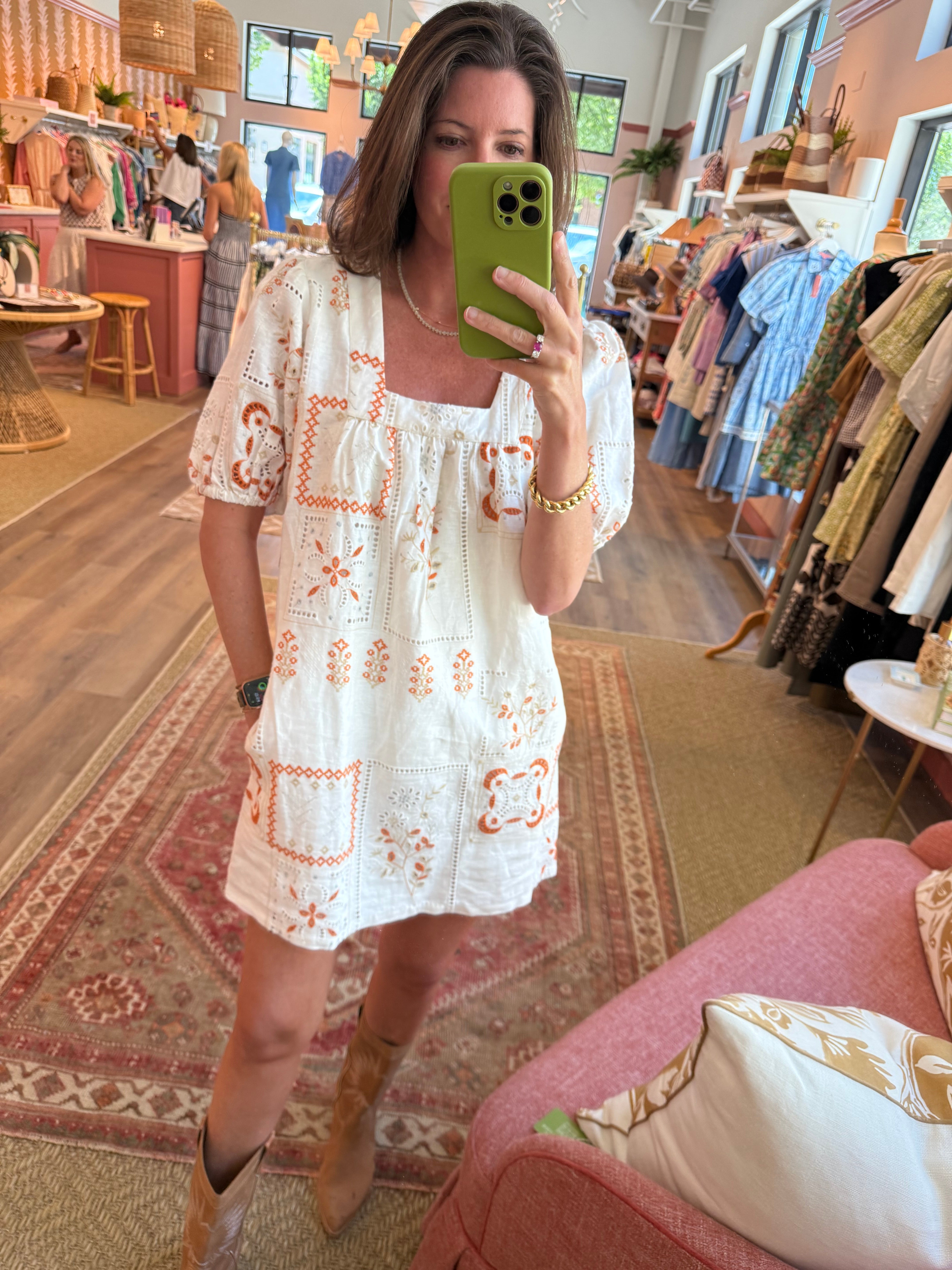 Square Neck Short Dress