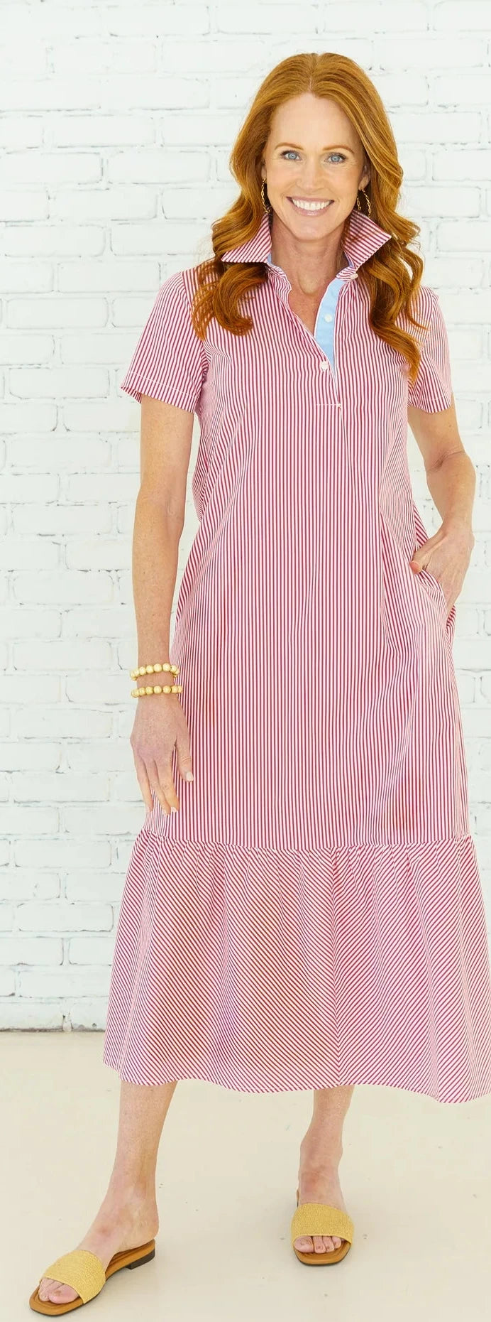 Maddie Dress - Red Stripe
