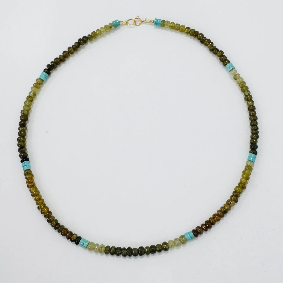 Grossular Garnet and Turquoise Necklace