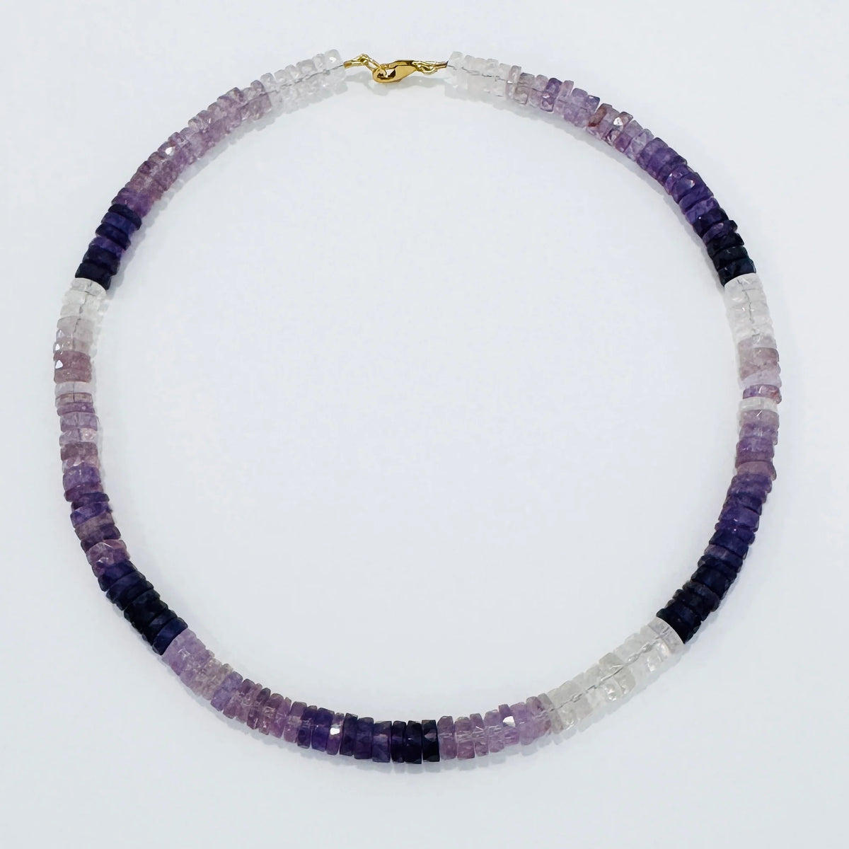 Heishi Cut Shaded Amethyst Necklace
