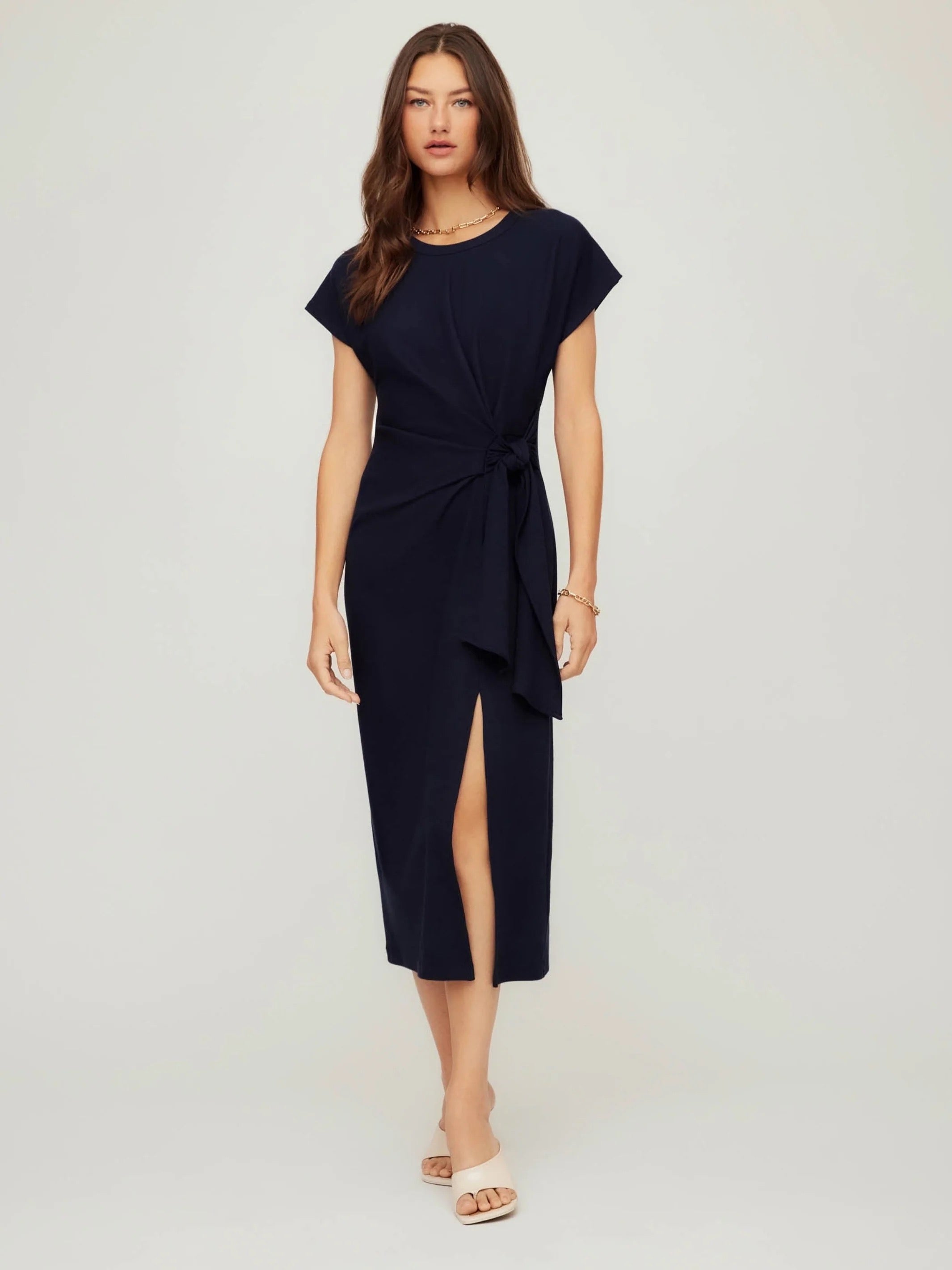 MARISSA SIDE-KNOT MIDI DRESS