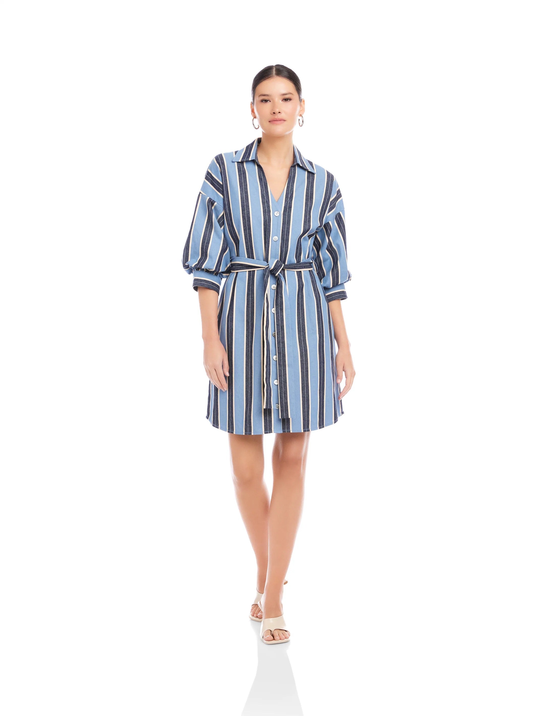 BLAIRE LANTERN SLEEVE TIE DRESS