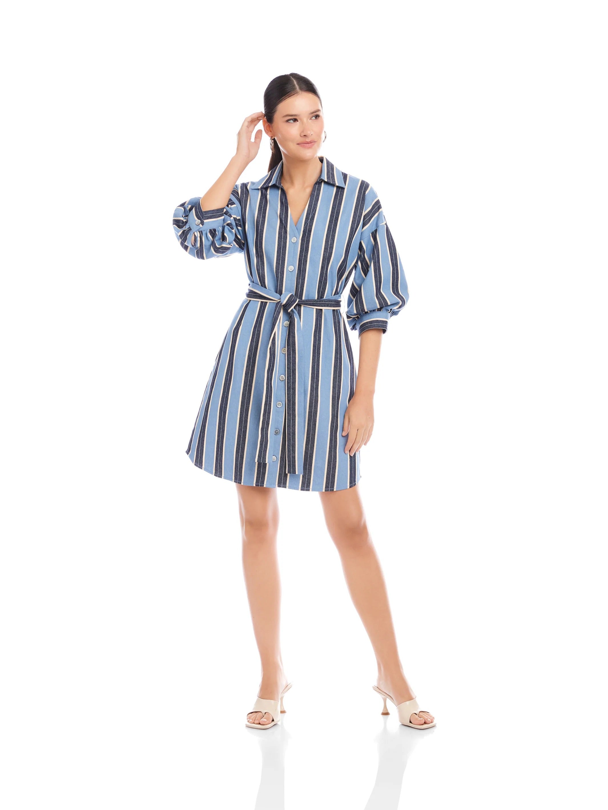 BLAIRE LANTERN SLEEVE TIE DRESS