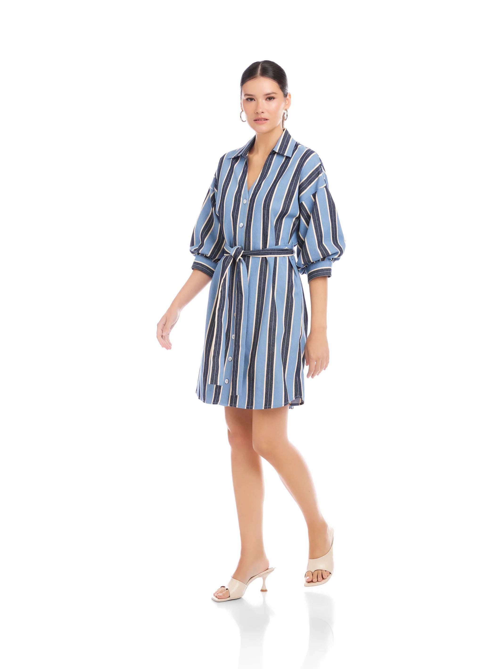 BLAIRE LANTERN SLEEVE TIE DRESS