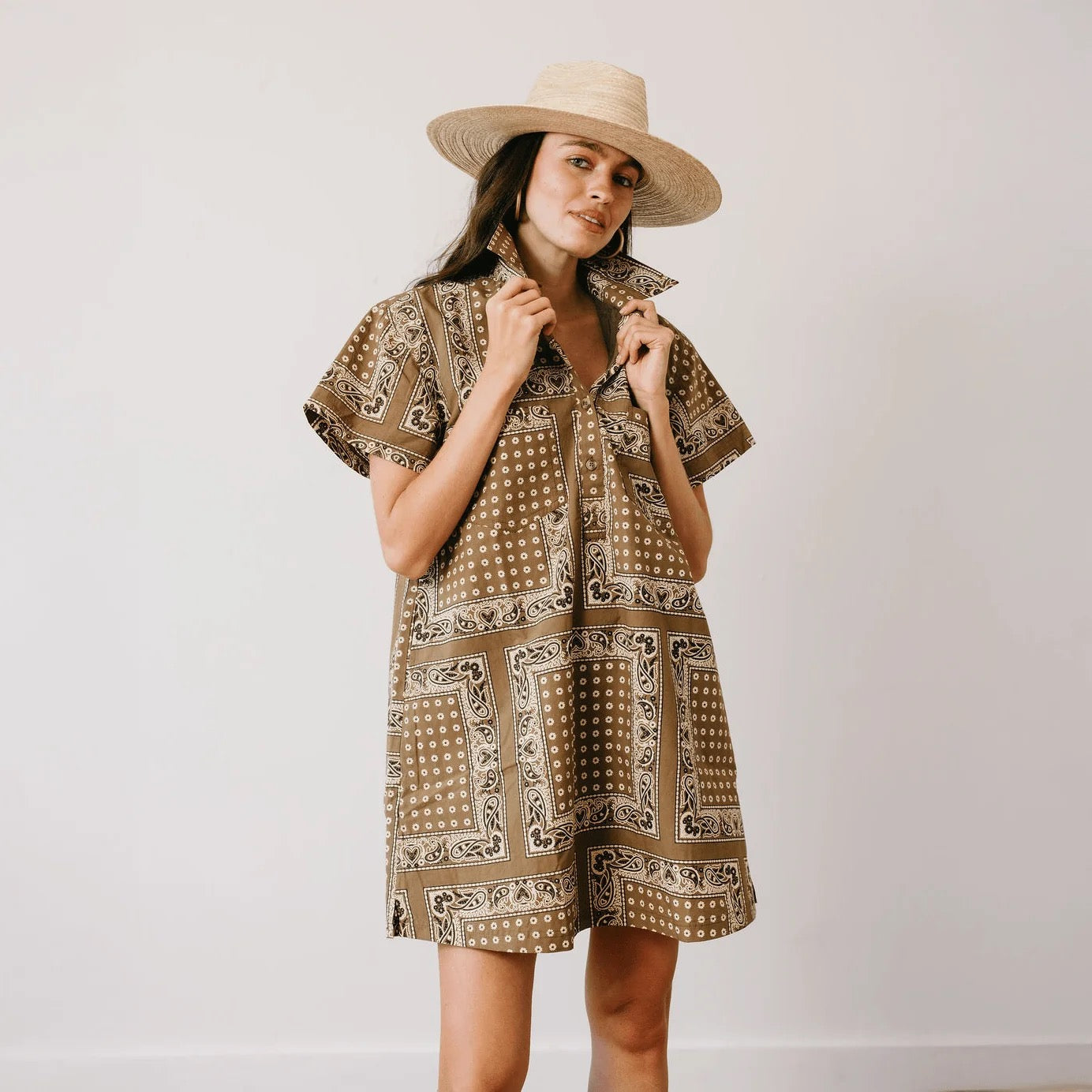 Olive Bandana Getaway Dress Mini Dress