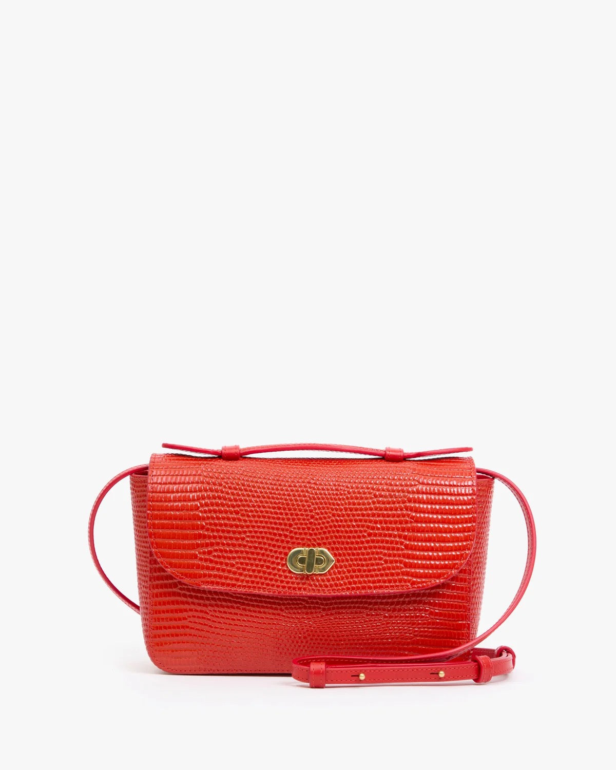 Kathryn Red Embossed Lizard