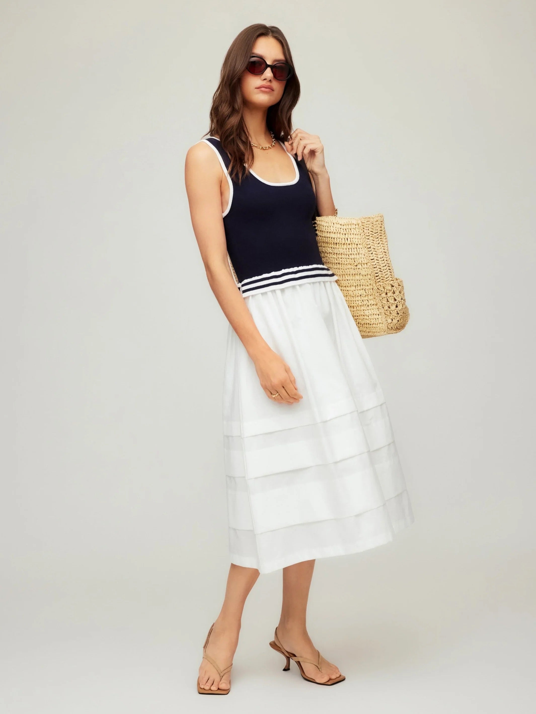 THEA CONTRAST MIDI DRESS