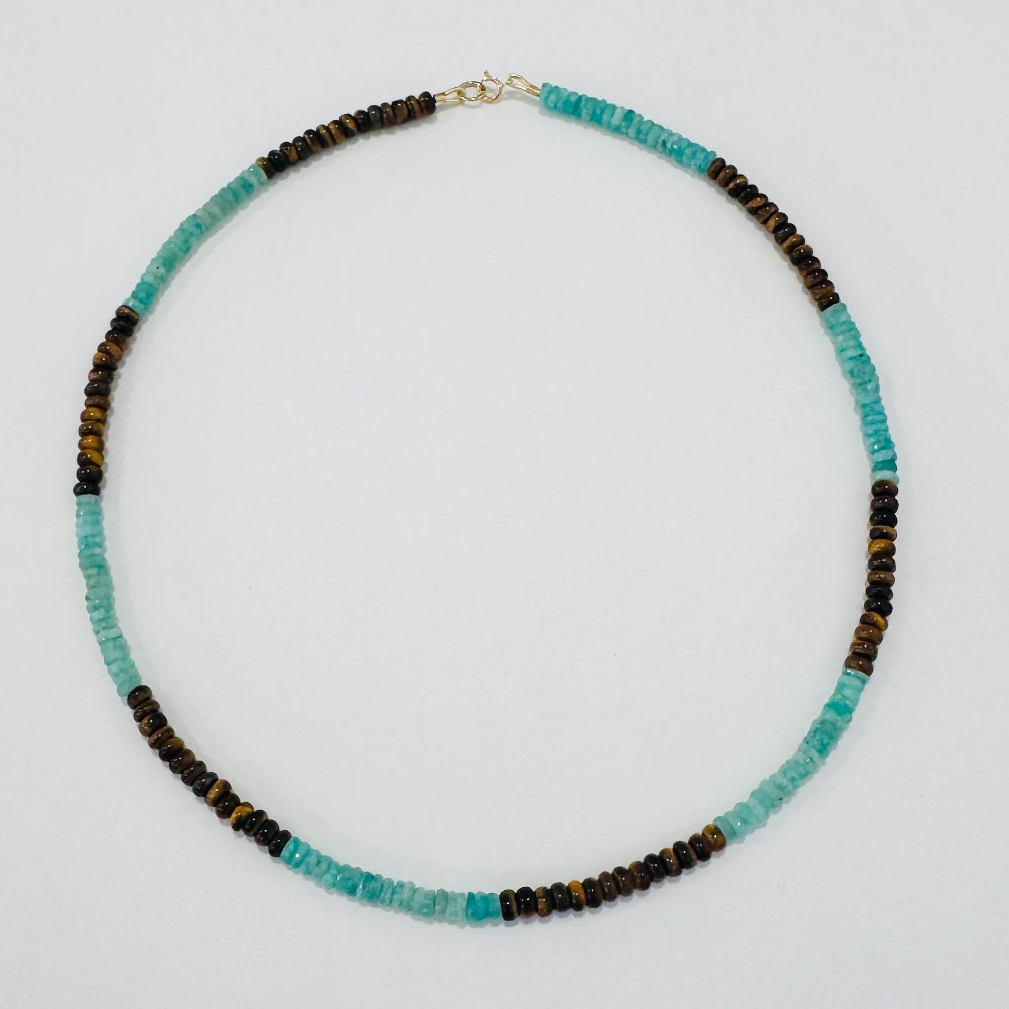 Amazonite and Tigers Eye Color Block Necklace