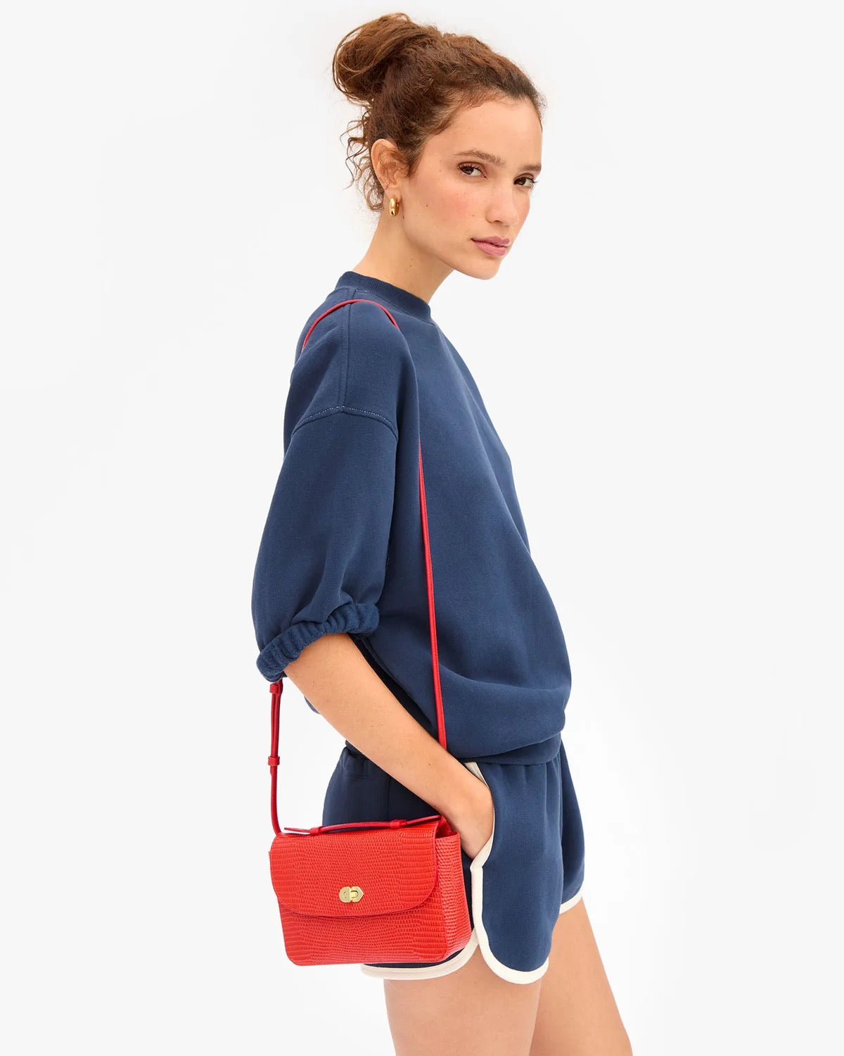 Kathryn Red Embossed Lizard
