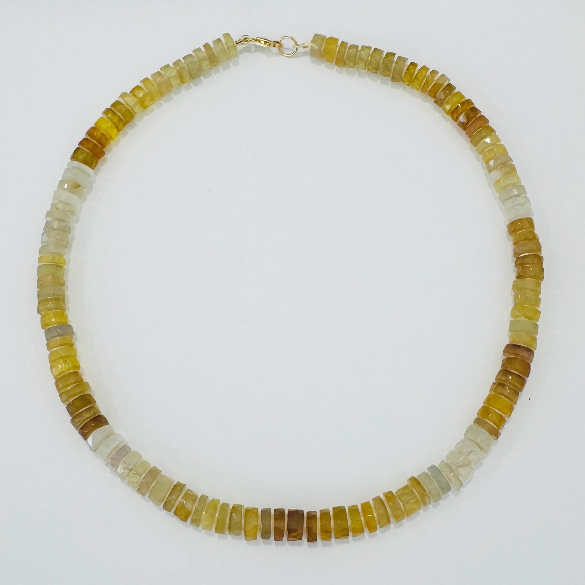 Heishi Cut Butterscotch Calcedony Candy Necklace, Smooth