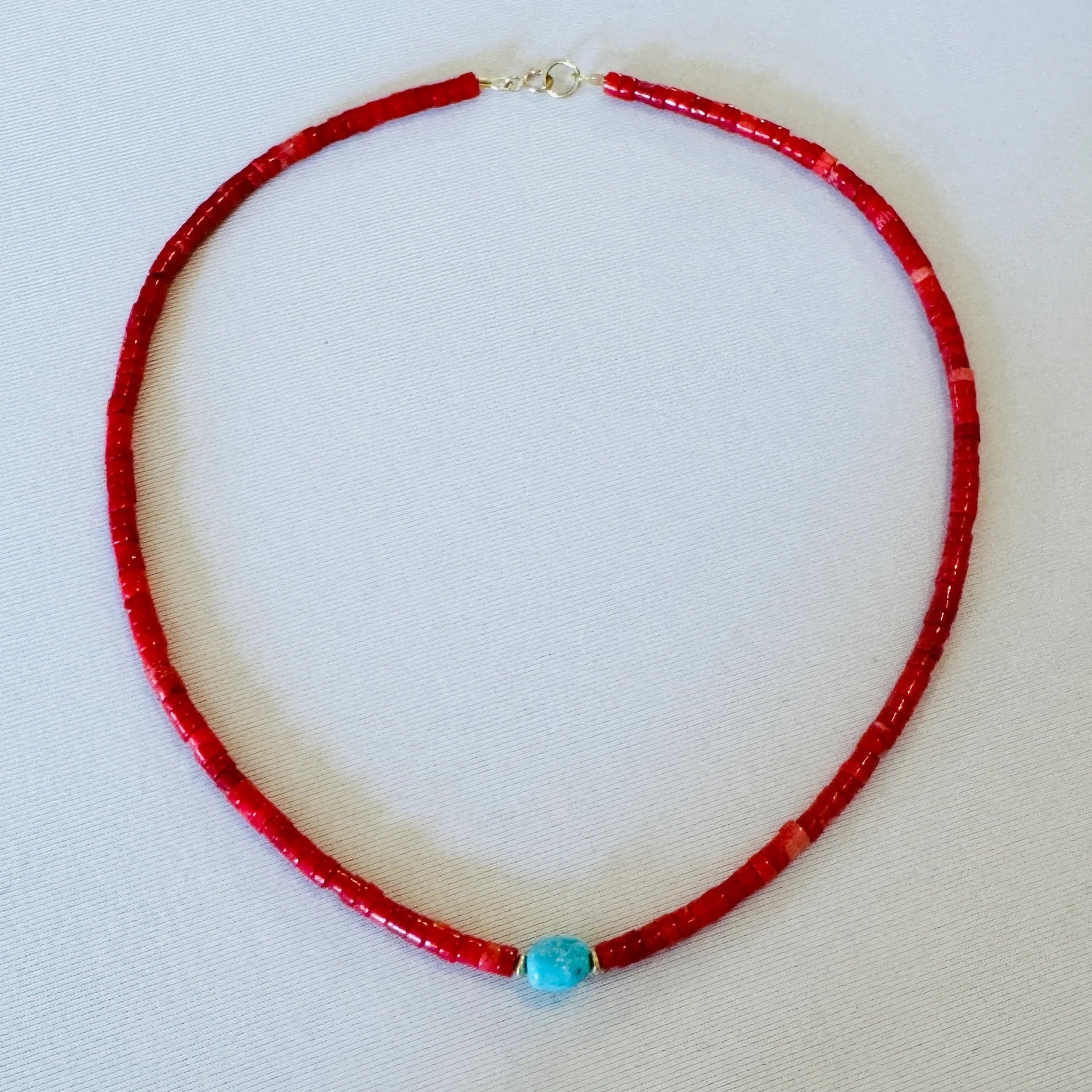 Coral, Turquoise, and Gold Beads