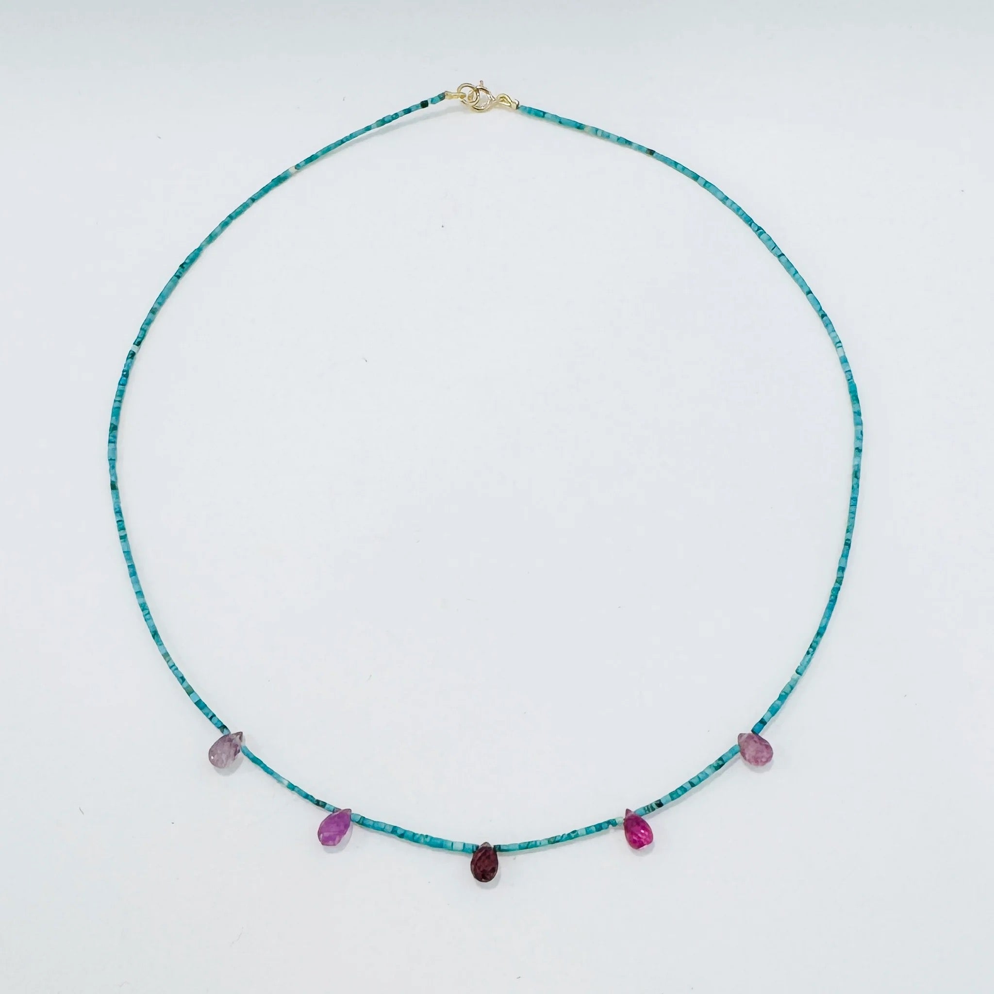 Briolette Delicate, Turquoise and Sapphire
