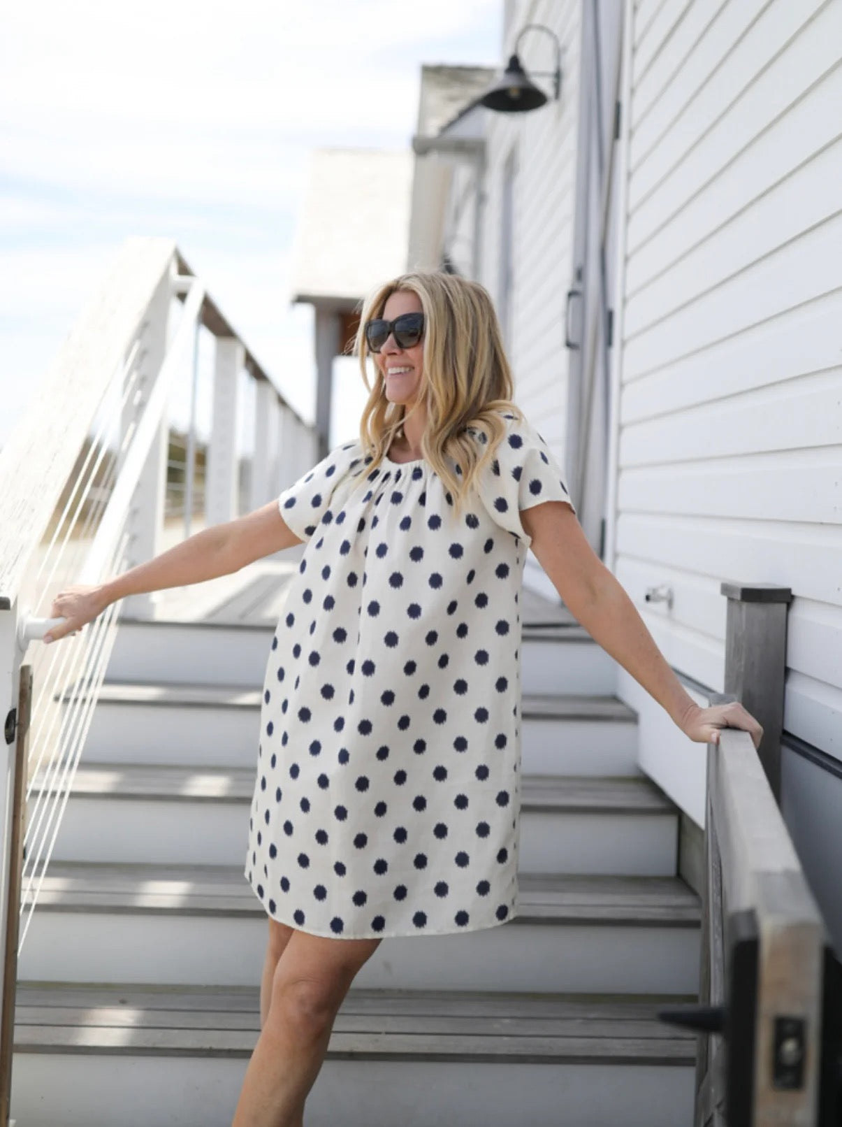 Palm Beach Dress Navy Dots