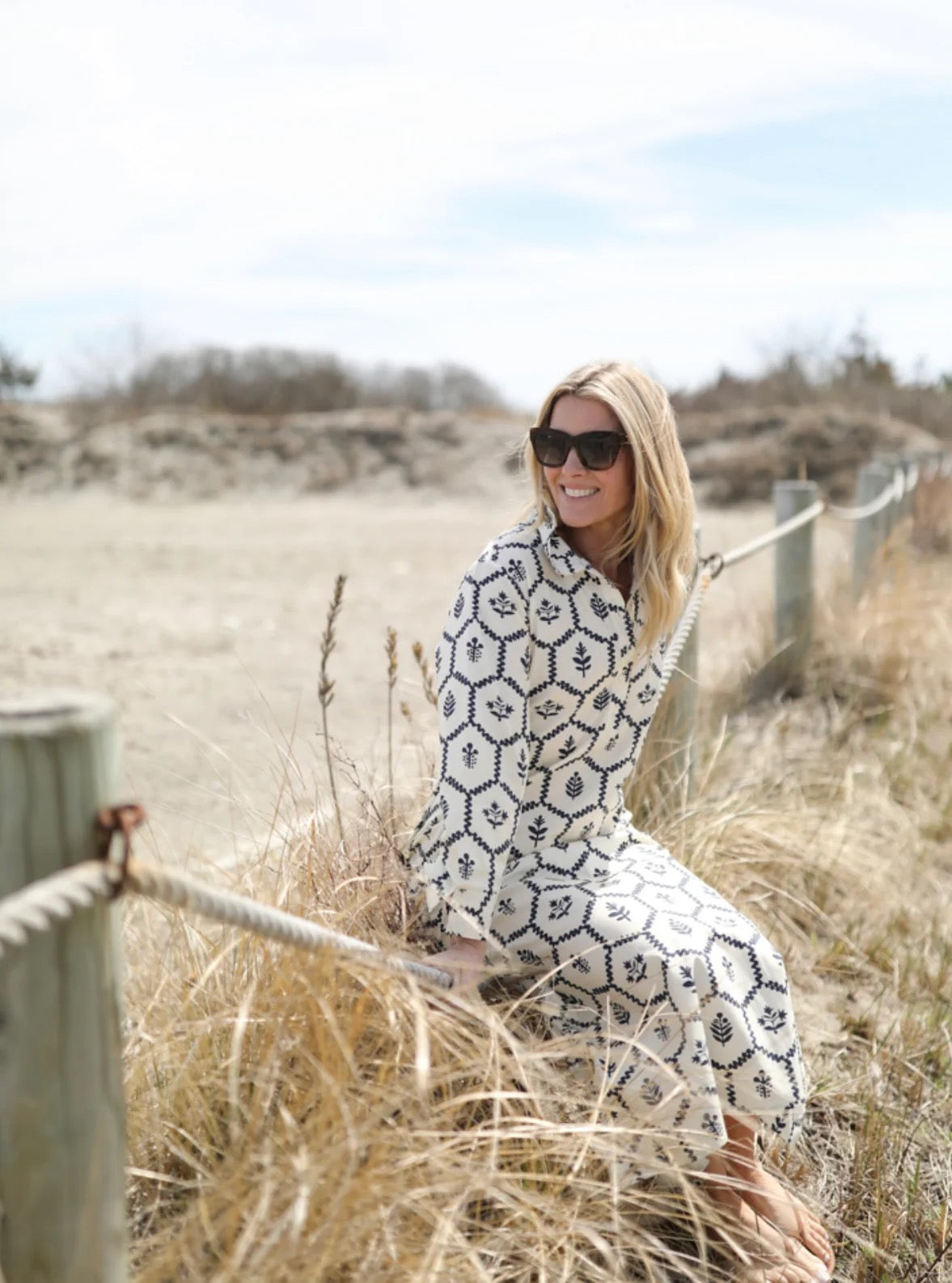 Sara Dress in Flower Stamp