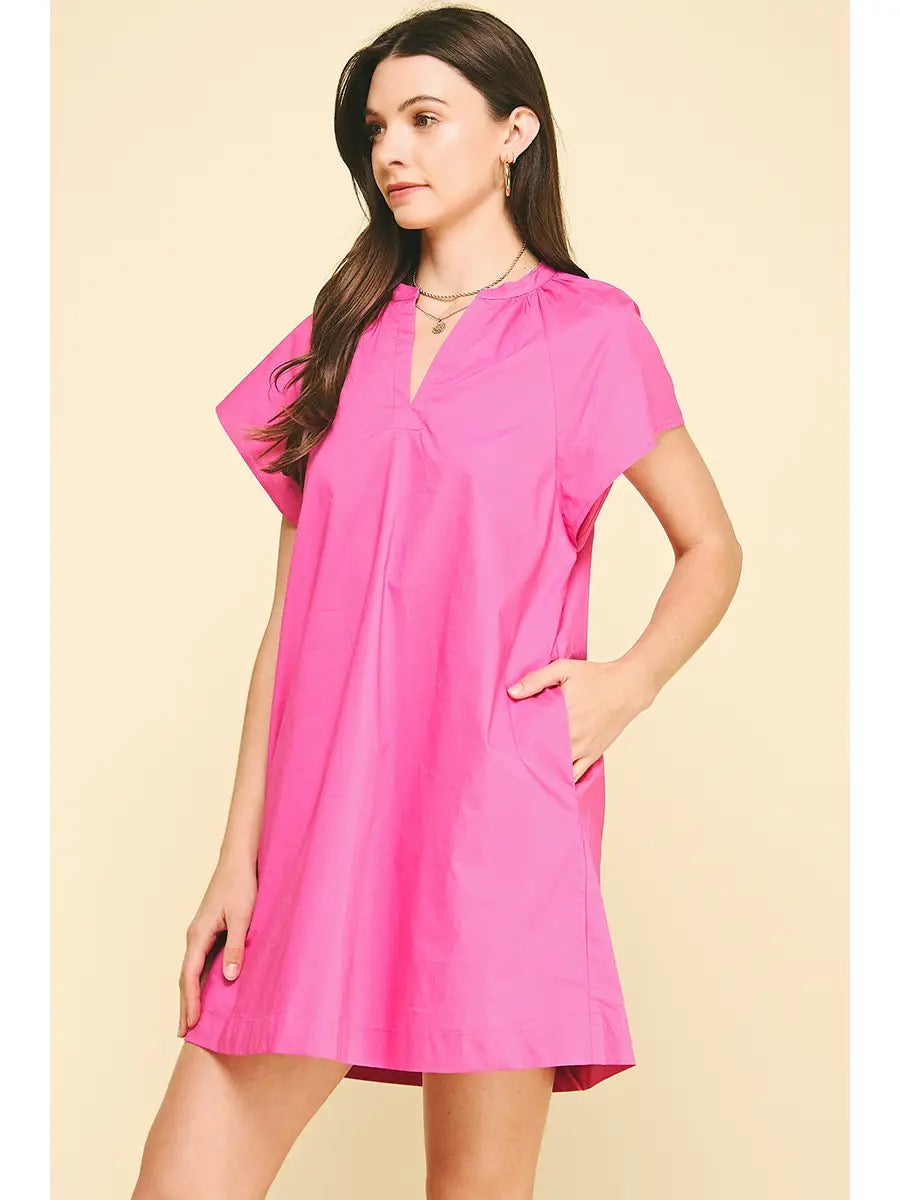 V-Neck Tunic Mini Dress