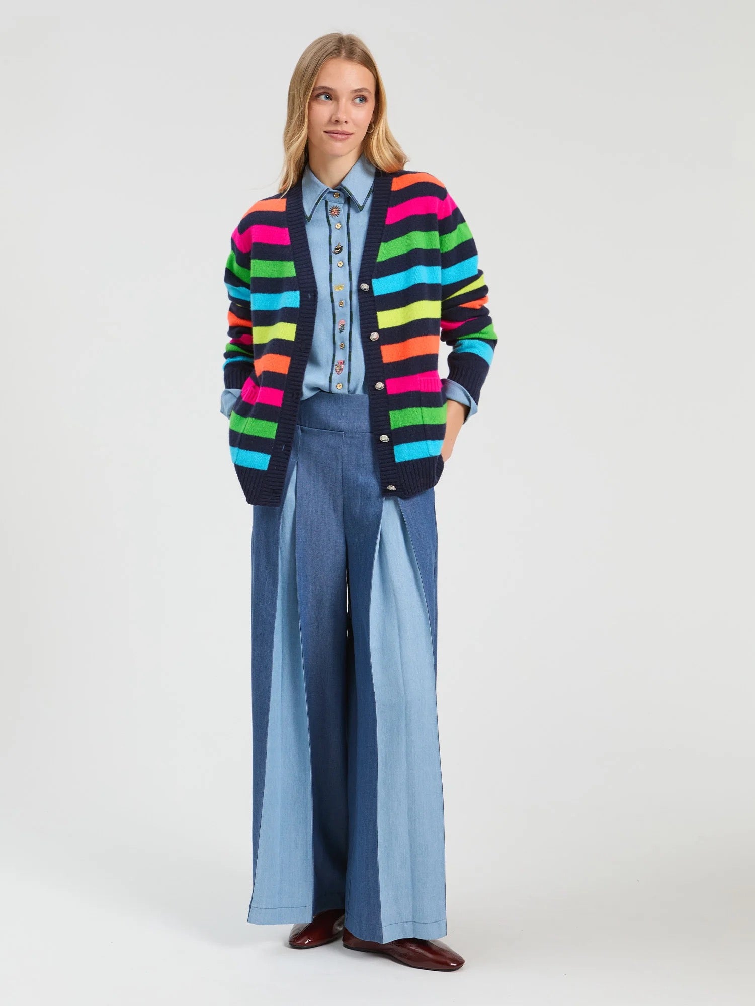 Marian Bicolor Tencel Denim Pants