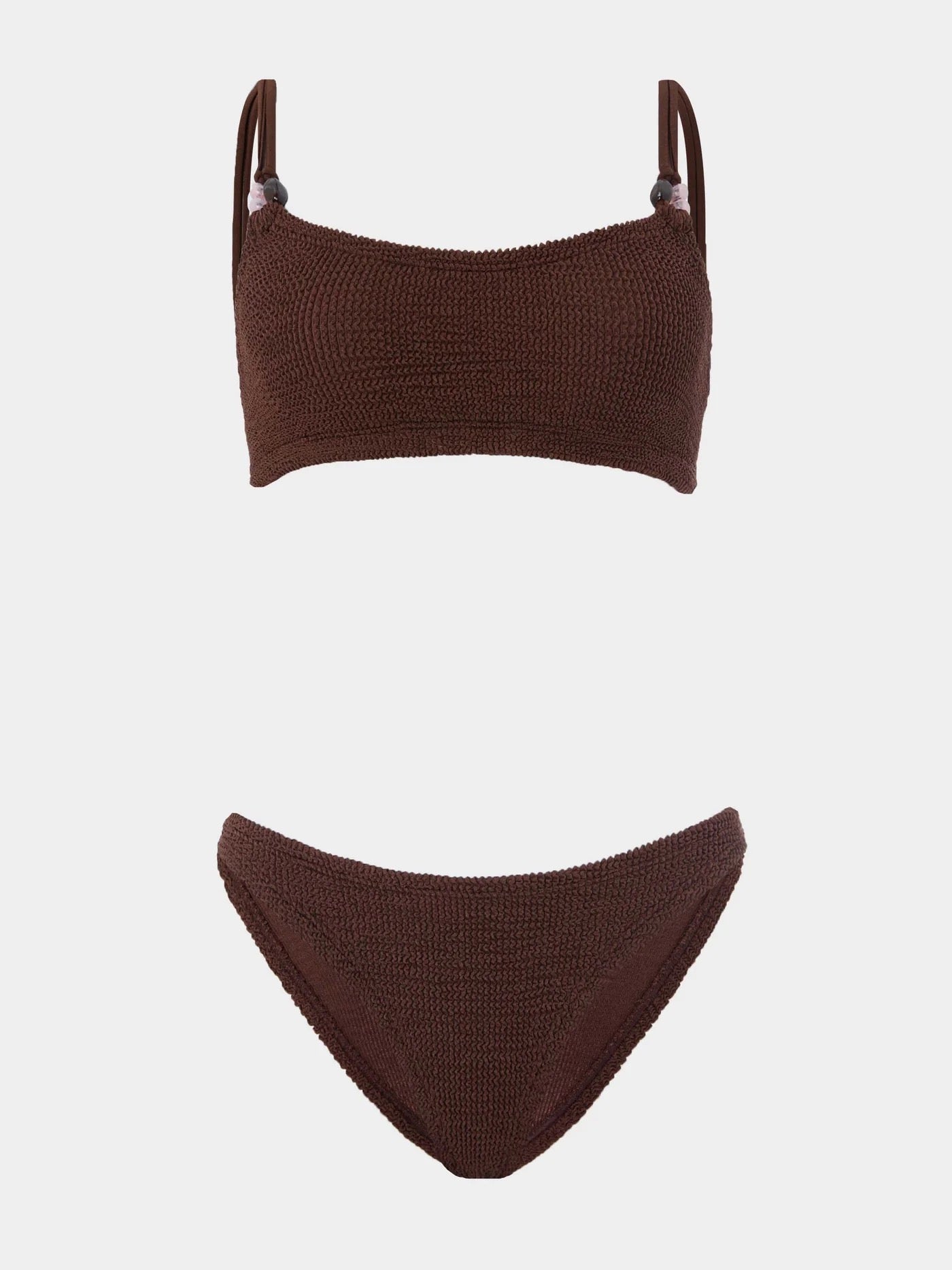 Cassie Beaded Bikini- Metallic Crinkle Chocolate