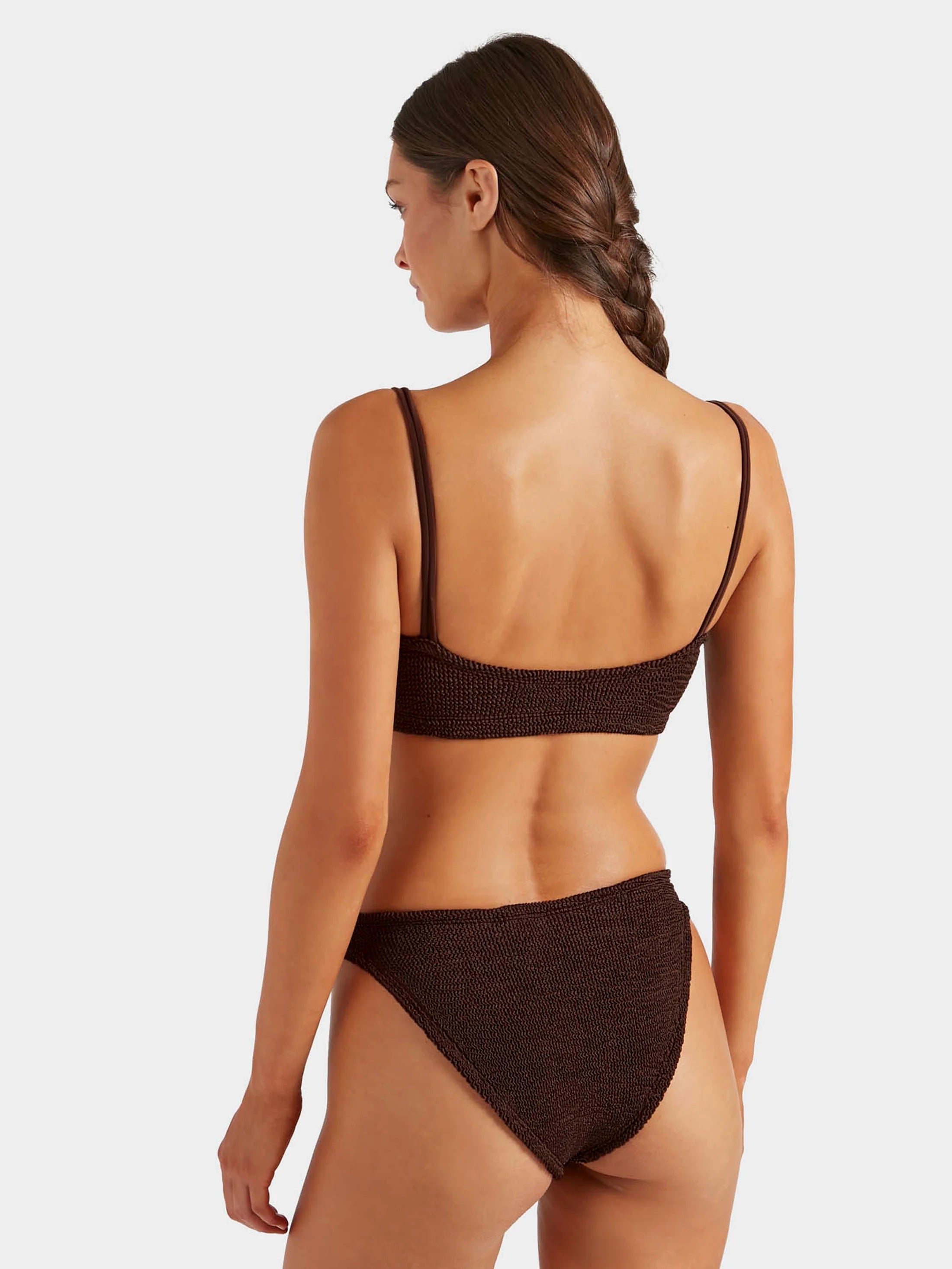Cassie Beaded Bikini- Metallic Crinkle Chocolate