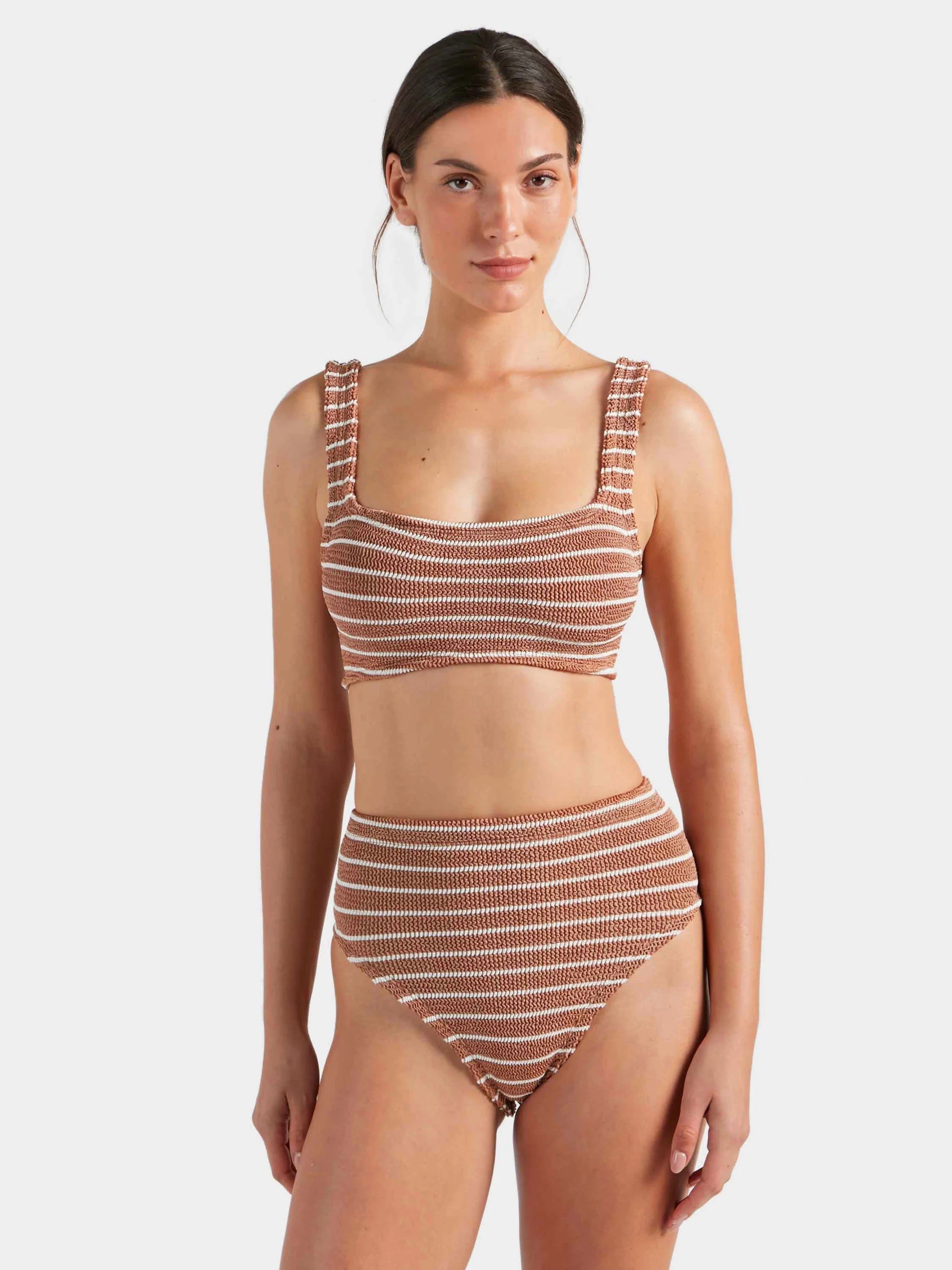 Patricia Bikini Metallic Cocoa/White Stripe