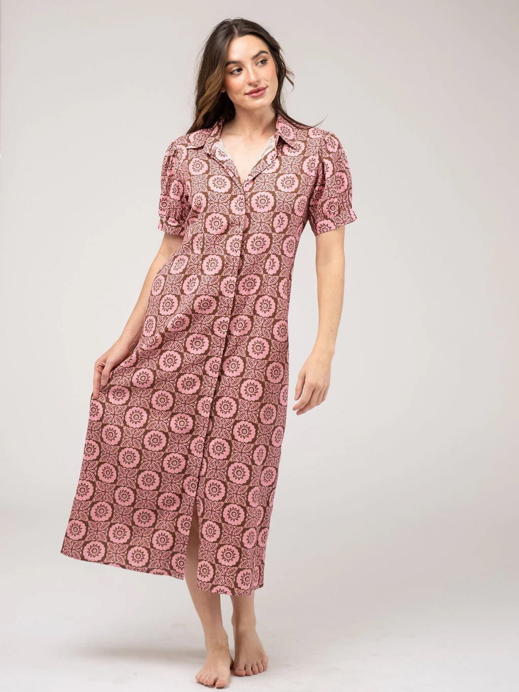 The Kris Dress | Pink Flower Check