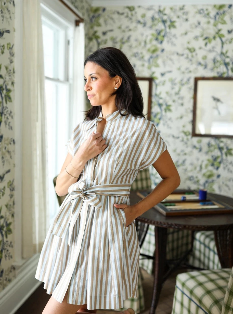Winnie Dress- Brown Stripe