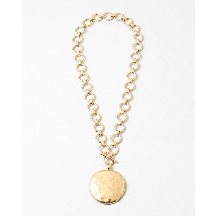 Matte Gold Round Necklace