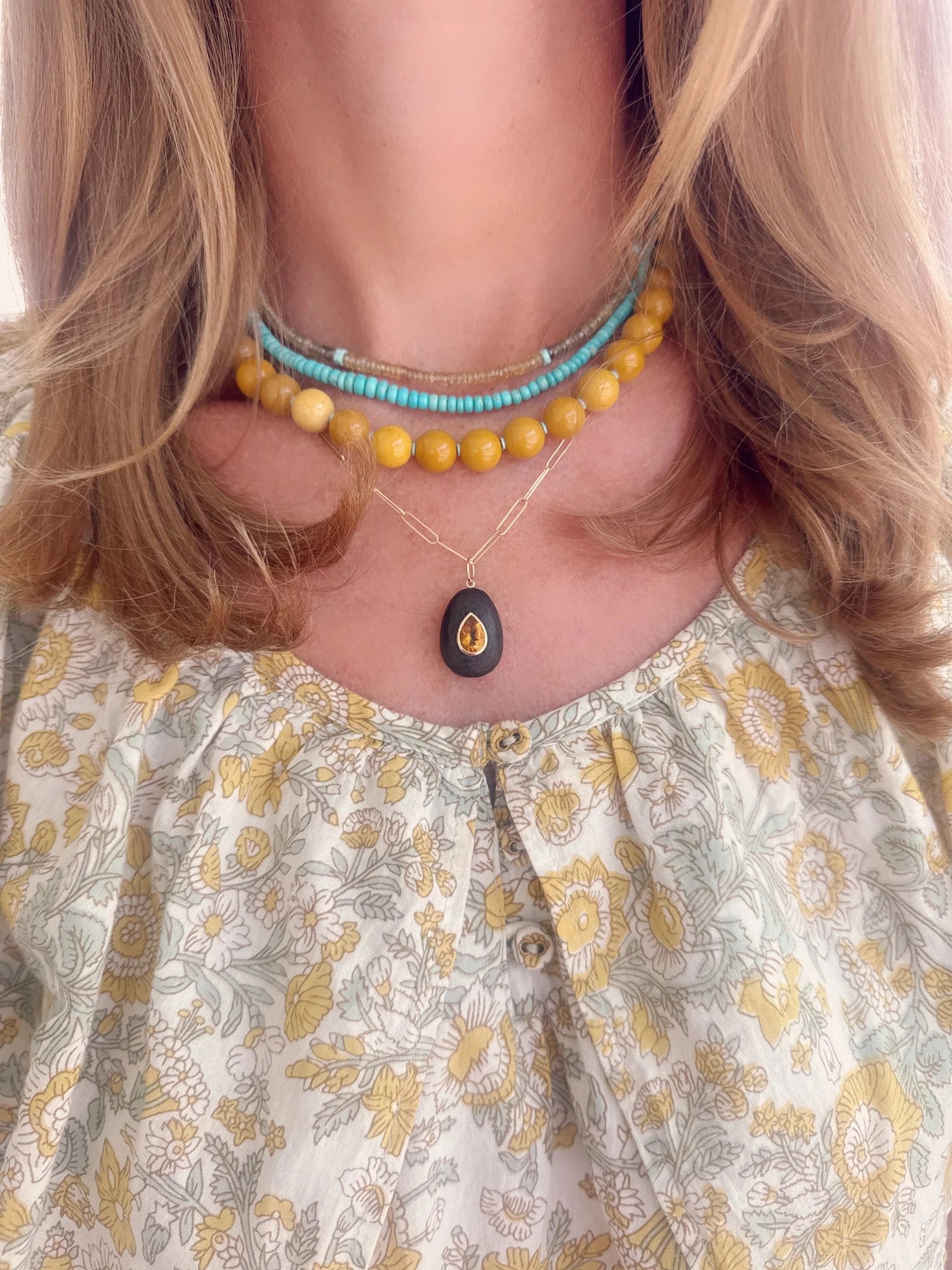 Yellow Mookaite Gumball Necklace