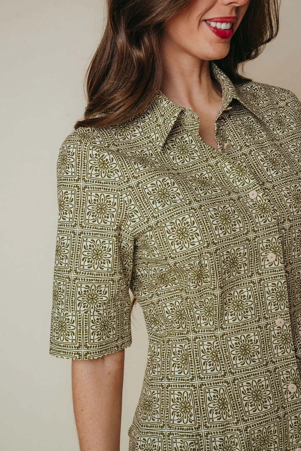 Callie Dress- Olive Tile